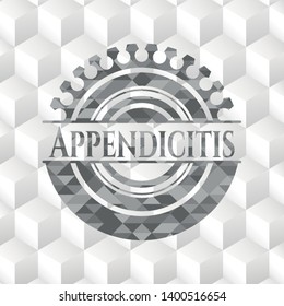Appendicitis grey emblem. Retro with geometric cube white background