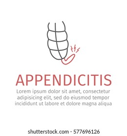 Appendicitis line icon. Vector sign for web graphic.