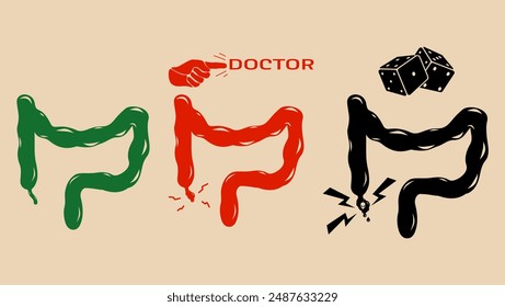 Appendicitis poster, flat color illustration