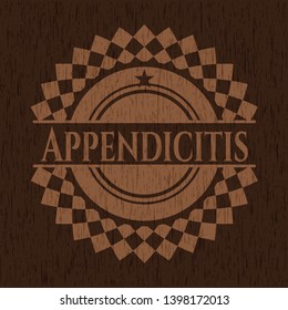 Appendicitis realistic wood emblem. Vector Illustration.