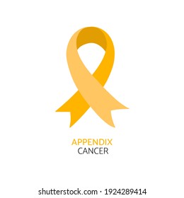 Appendix Cancer Awareness. Realistic Amber, Yellow Ribbon. Vector Illustration.