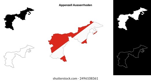 Appenzell Ausserrhoden canton outline map set