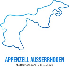 Appenzell Ausserrhoden Canton of Switzerland simplified soft blue map with name