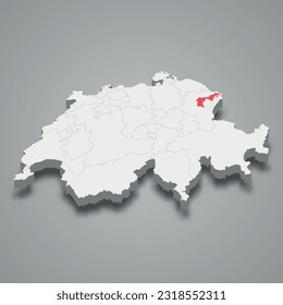 Appenzell Ausserrhoden cantone location within Switzerland 3d isometric map