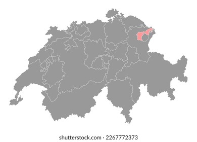 Appenzell Ausserrhoden map, Cantons of Switzerland. Vector illustration.