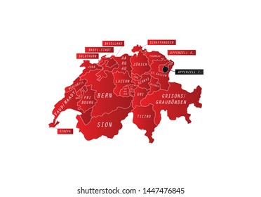 Appenzell Innerrhoden canton outline map Switzerland region country state 