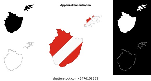 Appenzell Innerrhoden canton outline map set