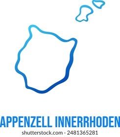 Appenzell Innerrhoden Canton of Switzerland simplified, hand drawn blue gradient map with title