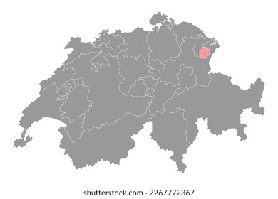 Appenzell Innerrhoden map, Cantons of Switzerland. Vector illustration.