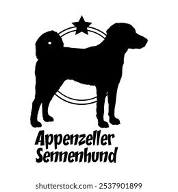 Appenzeller Sennenhund. dog silhouette,  dog, dog breeds, logo, vector, silhouette, logo design, animal, illustration, icon, sign, design, black,  symbol, pet