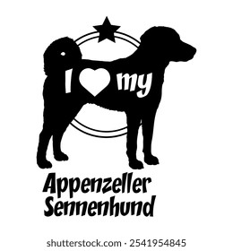  Appenzeller Sennenhund dog silhouette, i love my dog,  dog, dog breeds, logo, vector, silhouette, animal, illustration, icon, sign, black, pet,