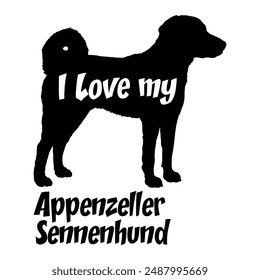 Appenzeller Sennenhund Me encanta mi perro Silueta perro razas de perro logo perro monograma Vector