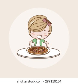 Appetite Girl / Lady / Woman Isolated Vector / Image / Illustration / Drawing / Cartoon / Animation
