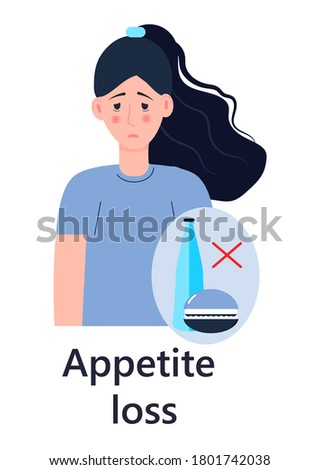 Appetite loss icon vector. Gastritis symptoms info-graphics in flat style. Sign of anorexia illustration for gastroenterology.