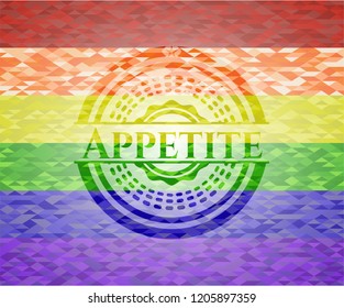 Appetite on mosaic background with the colors of the LGBT flag
