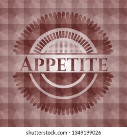 Appetite red geometric pattern emblem. Seamless.