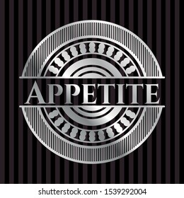 Appetite silver shiny badge. Vector Illustration. Mosaic.