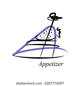 A - Appetizer. ABC with food. A series of letters A-Z. Images of food. Minimalism. Beautiful letters. Line drawing. logo design initial A combine with food. Restaurant, menu.