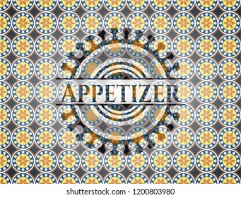 Appetizer arabic emblem background. Arabesque decoration.