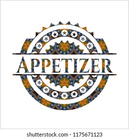 Appetizer arabic style emblem. Arabesque decoration.