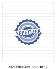 Appetizer blue ink pen emblem. Vector Illustration. Detailed.