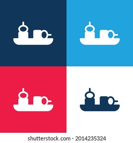 Juego de iconos mínimo de cuatro colores color azul y rojo del aperitivo