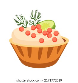 Aperitivo con caviar. Ilustración del vector