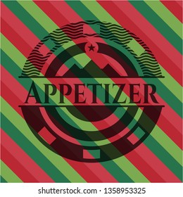 Appetizer christmas colors emblem.