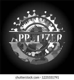 Appetizer on grey camo pattern