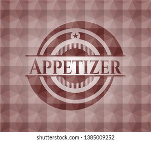Appetizer red badge with geometric background. Seamless.