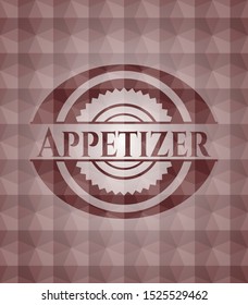 Appetizer red seamless emblem with geometric background.