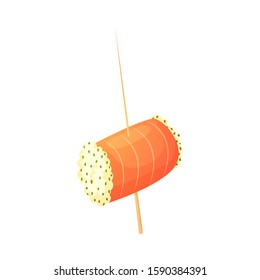 Appetizer with salmon stuffed with cheese and herbs vector illustration