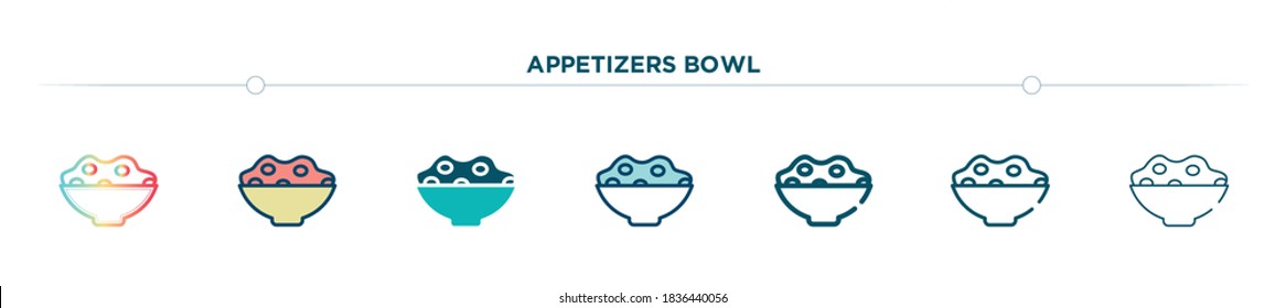 appetizers bowl icon designed in gradient, filled, two color, thin line and outline style. vector illustration of appetizers bowl vector icons. can be used for mobile, ui, web
