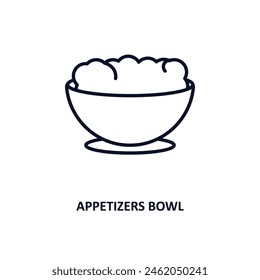 appetizers bowl outline icon.  Thin line icon from bistro and restaurant collection. Editable vector isolated on white background