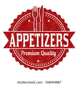 Appetizers grunge rubber stamp on white background, vector illustration