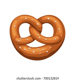 Appetizing Bavarian pretzel icon. Vector illustration in cartoon style isolated on white background