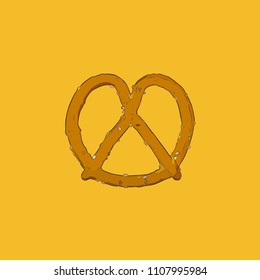 Appetizing Bavarian pretzel . Vector illustration in cartoon style. Hand draw sketch vector.