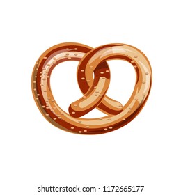 Appetizing bavarian pretzel. Vector illustration isolated on white background