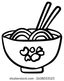 Appetizing black outline ramen bowl.