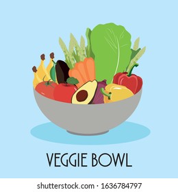 Appetizing bowl of vegetables and fruits, healthy food, fitness food, natural food, veggie, fresh vegetables