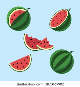 Appetizing, bright, juicy color Watermelons. Sliced ​​and whole.