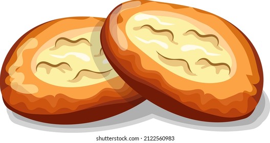Appetitiver Käsekuchen mit Hüttenkäse, Vektorgrafik einzeln auf weißem Hintergrund
