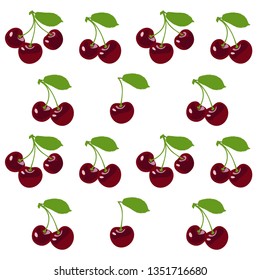 Appetizing cherries and sweet cherries. Summer ripe fruits. Cherry vector realistic illustration.