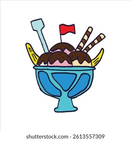 appetizing chocolate and banana ice cream image - simple color image