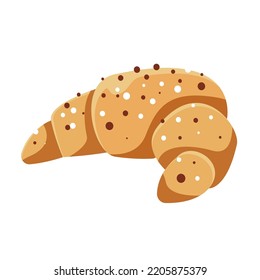 Apetitoso cruasán. Caricatura vectorial croissant