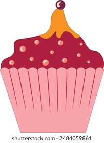 Appetizing cupcake isolated on a white background. Vector illustration.