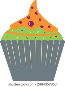 Appetizing cupcake isolated on a white background. Vector illustration.