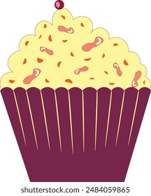 Appetizing cupcake isolated on a white background. Vector illustration.
