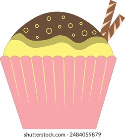 Appetizing cupcake isolated on a white background. Vector illustration.