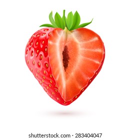 Appetizing cut strawberry isolated on white background